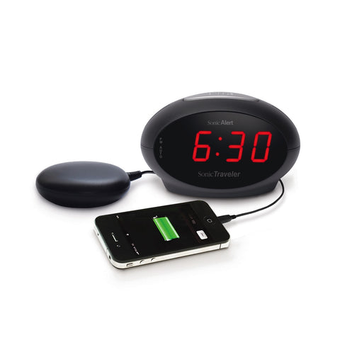 Sonic Traveler Alarm Clock with USB charging for Mobiles