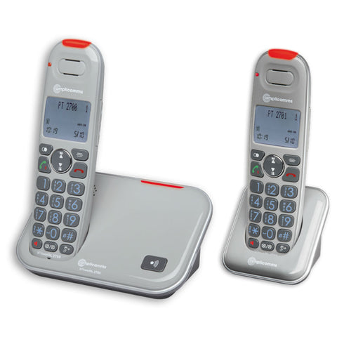 Amplicomms PowerTel 2702 Cordless Amplified DECT Telephone with Extra Handset